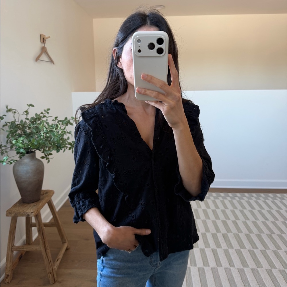Dylan Black Eyelet Women's Blouse